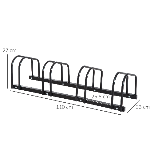 HOMCOM-Rastrelliera-Portabiciclette-Parcheggio-per-4-Biciclette-in-Acciaio-110x33x27-cm-Nero