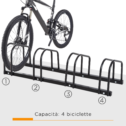 HOMCOM-Rastrelliera-Portabiciclette-Parcheggio-per-4-Biciclette-in-Acciaio-110x33x27-cm-Nero