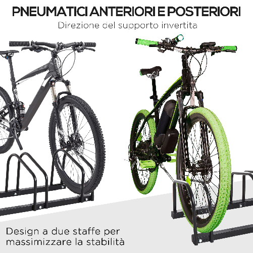 HOMCOM-Rastrelliera-Portabiciclette-Parcheggio-per-4-Biciclette-in-Acciaio-110x33x27-cm-Nero