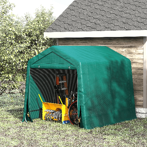 Outsunny-Tendone-Garage-per-Auto-Moto-e-Attrezzi-in-Metallo-e-Tessuto-PE-240x200x202cm-Verde