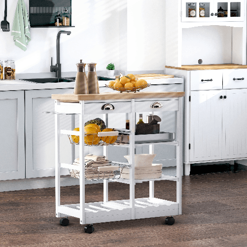 HOMCOM-Carrello-da-Cucina-con-Cassetti-e-Portabottiglie-Legno-e-Bianco