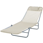 Outsunny Sdraio Pieghevole Reclinabile con Cuscino da Giardino Spiaggia Beige