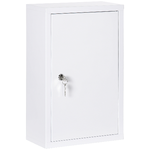 kleankin-Armadietto-Medicinali-a-3-Ripiani-in-Acciaio-Inox-con-2-Chiavi-e-Montaggio-a-Parete-30x14x46-cm-Bianco