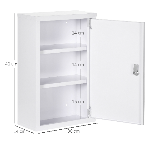 kleankin-Armadietto-Medicinali-a-3-Ripiani-in-Acciaio-Inox-con-2-Chiavi-e-Montaggio-a-Parete-30x14x46-cm-Bianco