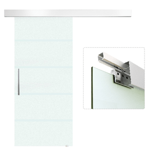 HOMCOM Porta Scorrevole Interna in Vetro Smerigliato e Satinato con Binario B2 e Maniglia per Bagno Cucina Studio Vetro 205x 90x 0,8cm