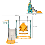 HOMCOM-Scivolo-per-Bambini-18-Mesi-3-Anni-con-Altalena-Regolabile-e-Canestro-in-HDPE-Multicolore-152x149x107cm