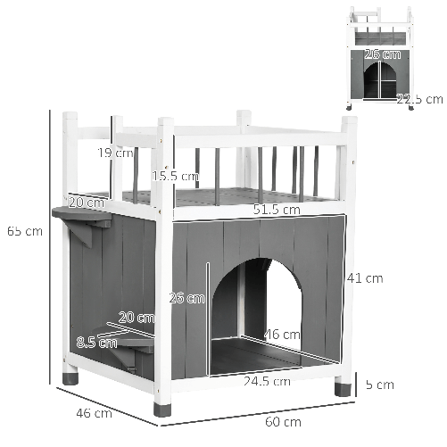 PawHut-Casetta-per-Gatti-da-Esterni-con-2-Ingressi-2-Gradini-e-1-Balcone-Cuccia-per-Gatti-in-Legno-d-Abete-60x46x65-cm-Grigia