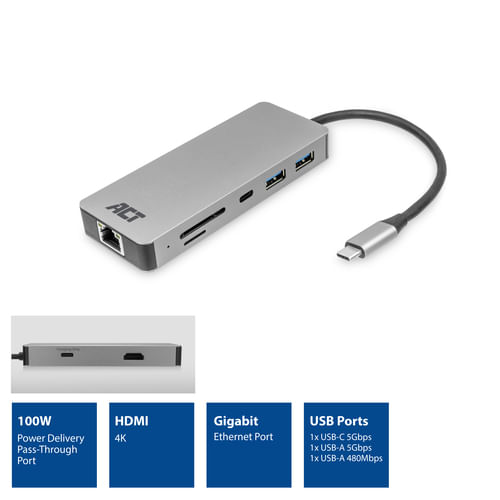 Hub-interfaccia-ACT-AC7092-Alluminio