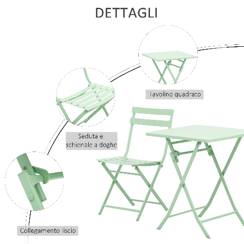 Outsunny-Set-Tavolo-e-Sedie-da-Giardino-ed-Esterno-in-Metallo-Verde-Set-da-3-Pezzi-Pieghevole-e-Salvaspazio