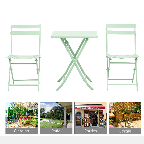 Outsunny-Set-Tavolo-e-Sedie-da-Giardino-ed-Esterno-in-Metallo-Verde-Set-da-3-Pezzi-Pieghevole-e-Salvaspazio