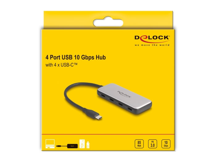 Delock-Hub-USB-Type-C-USB-da-10-Gbps-con-4-prese-USB-Type-C-e-PD-85-watt