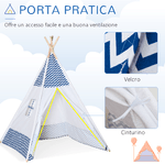 HOMCOM-Tenda-Indiana-per-Bambini-Teepee-in-Tessuto-e-Legno-con-Finestra-Eta-3-6-Anni-120x120x155cm-Bianco-e-Blu