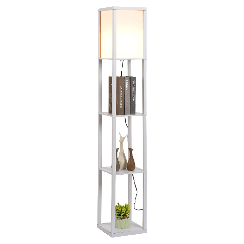 HOMCOM-Lampada-da-Terra-con-3-Mensole-Integrate-Attacco-E27-Potenza-40W-Arredamento-Moderno-in-MDF-26x26x160cm-Bianco