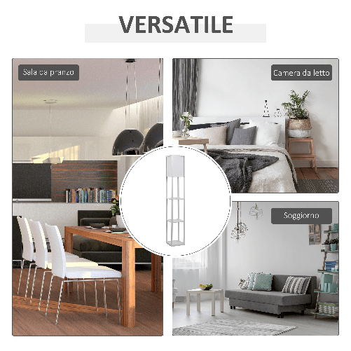 HOMCOM-Lampada-da-Terra-con-3-Mensole-Integrate-Attacco-E27-Potenza-40W-Arredamento-Moderno-in-MDF-26x26x160cm-Bianco