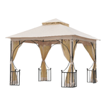 Outsunny Gazebo da Giardino 3x3m in Metallo con Zanzariere e Tettuccio in Poliestere, Beige