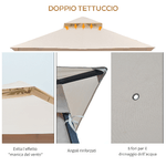 Outsunny-Gazebo-da-Giardino-3x3m-in-Metallo-con-Zanzariere-e-Tettuccio-in-Poliestere-Beige