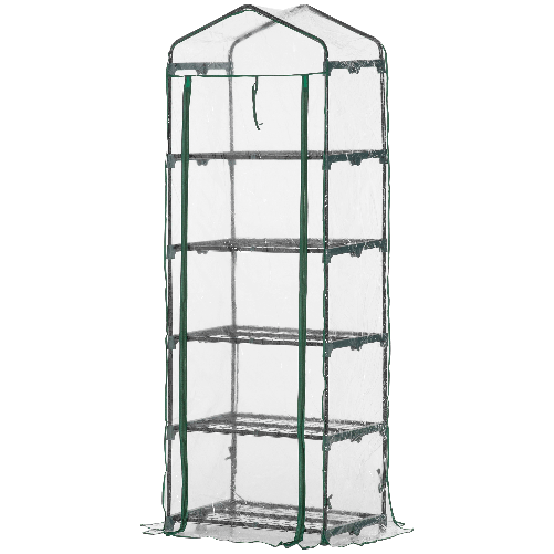 Outsunny-Mini-Serra-da-Giardino-e-Terrazza-per-Piante-a-5-Ripiani-in-Acciaio-con-Copertura-in-PVC-69x49x193-cm-Verde