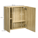 kleankin-Mobile-da-bagno-con-Specchio-e-4-Ripiani-interni-in-truciolato-60x15x60cm-color-Legno