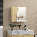 kleankin-Mobile-da-bagno-con-Specchio-e-4-Ripiani-interni-in-truciolato-60x15x60cm-color-Legno