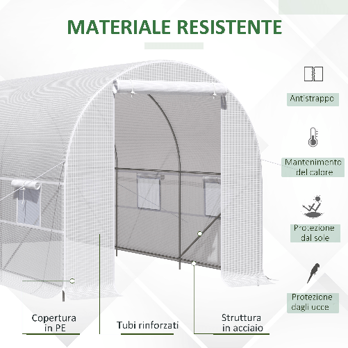 Outsunny-Serra-da-Giardino-a-Tunnel-4x2x2m-con-Struttura-in-Acciaio-e-Telo-in-Polietilene-Bianco