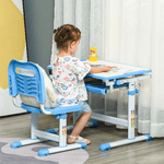 HOMCOM-Banco-Scuola-con-Sedia-Regolabili-in-Altezza-per-Bambini-6-12-Anni-Cassetto-e-Piano-Inclinabile-a-45°-Acciaio-e-MDF-Blu