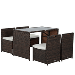 Outsunny  Set Mobili da Giardino in Rattan 5pz Tavolo Pranzo 4 Sedie con Cuscini