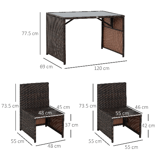 Outsunny--Set-Mobili-da-Giardino-in-Rattan-5pz-Tavolo-Pranzo-4-Sedie-con-Cuscini