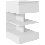 HOMCOM Comodino Moderno in Truciolato e MDF con un Cassetto e 2 Ripiani, 39x39x65 cm, Bianco