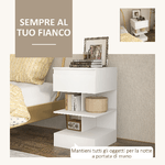 HOMCOM-Comodino-Moderno-in-Truciolato-e-MDF-con-un-Cassetto-e-2-Ripiani-39x39x65-cm-Bianco