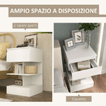 HOMCOM-Comodino-Moderno-in-Truciolato-e-MDF-con-un-Cassetto-e-2-Ripiani-39x39x65-cm-Bianco