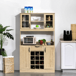 HOMCOM-Mobile-Credenza-Alta-da-Cucina-con-Cassetto-4-Armadietti-Mensole-e-Portabottiglie-in-Legno-Rovere