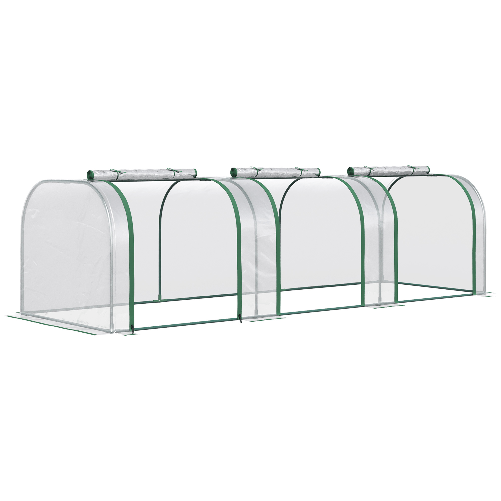 Outsunny-Serra-a-Tunnel-in-PVC-Trasparente-e-Acciaio-con-Porte-a-Cerniera-295x100x80-cm