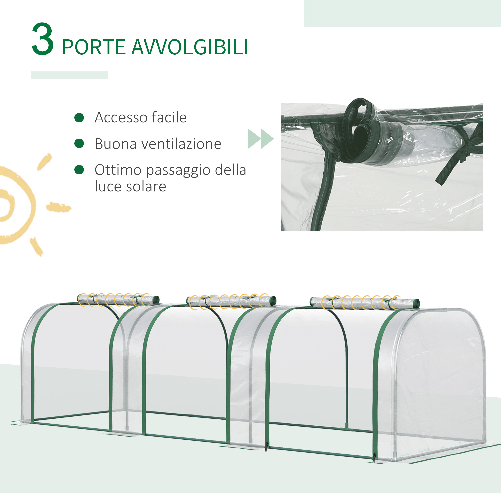 Outsunny-Serra-a-Tunnel-in-PVC-Trasparente-e-Acciaio-con-Porte-a-Cerniera-295x100x80-cm