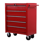 HOMCOM-Carrello-Porta-Utensili-con-5-Cassetti-Serratura-2-Chiavi-e-Manubrio-Parete-Smontabile-2-Ruote-con-Freno-in-Lamiera-d-Acciaio-EVA-Rosso-675x33x77cm