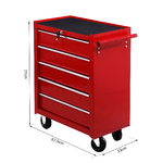 HOMCOM-Carrello-Porta-Utensili-con-5-Cassetti-Serratura-2-Chiavi-e-Manubrio-Parete-Smontabile-2-Ruote-con-Freno-in-Lamiera-d-Acciaio-EVA-Rosso-675x33x77cm