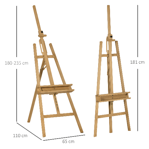 Vinsetto-Cavalletto-per-Pittura-Pieghevole-in-Faggio-con-Altezza-e-Angolazione-Regolabile-65x110x180-235-cm