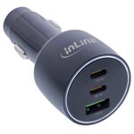 InLine Adattatore di alimentazione USB per auto Power Delivery - 2x USB-C  QC 3.0 USB-A - nero