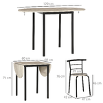 HOMCOM-Set-da-Pranzo-3-Pezzi-con-2-Sedie-e-1-Tavolo-da-Pranzo-Ovale-in-MDF-e-Acciaio-per-Spazi-Limitati