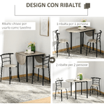 HOMCOM-Set-da-Pranzo-3-Pezzi-con-2-Sedie-e-1-Tavolo-da-Pranzo-Ovale-in-MDF-e-Acciaio-per-Spazi-Limitati