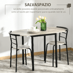 HOMCOM-Set-da-Pranzo-3-Pezzi-con-2-Sedie-e-1-Tavolo-da-Pranzo-Ovale-in-MDF-e-Acciaio-per-Spazi-Limitati