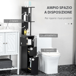 HOMCOM-Mobile-Colonna-Salvaspazio-in-Legno-con-Ripiani-Armadietto-e-Cassetti-Nero-15x33x136cm