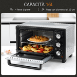 HOMCOM-Fornetto-Elettrico-16L-Temperatura-Regolabile-e-Timer-3-Metodi-di-Cottura-e-Accessori-Inclusi-1400W-44x32x28cm-Argento-Nero