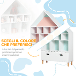 HOMCOM-Libreria-Scaffale-Portagiochi-per-Cameretta-Bimbi-con-Mensole-a-Cubi-Bianca-Azzurra-e-Rosa