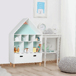 HOMCOM-Libreria-Scaffale-Portagiochi-per-Cameretta-Bimbi-con-Mensole-a-Cubi-Bianca-Azzurra-e-Rosa