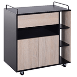 HOMCOM Carrello da Cucina Multiuso Moderno con Ruote Cassetto Anta in Legno Rovere, 76,5x40x82cm