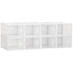 HOMCOM Mobile Scarpiera Modulare Salvaspazio, 8 Cubi 28x36x21 cm in Plastica PP, Bianco