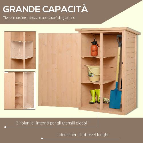 Outsunny-Casetta-da-Giardino-in-Legno-di-Abete-Impermeabile-Capanno-Attrezzi-da-Esterno-75x56x115cm