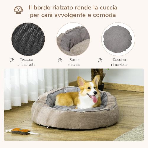 PawHut-Cuccia-per-Cani-Imbottita-con-Cuscino-e-Bordi-Rialzati-Rivestimento-in-Tessuto-85x85x35cm-Grigio