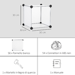 HOMCOM-Mobile-Scarpiera-Modulare-Salvaspazio-16-Cubi-30x30x30-cm-in-Acciaio-e-PP-125x32x125-cm-Trasparente