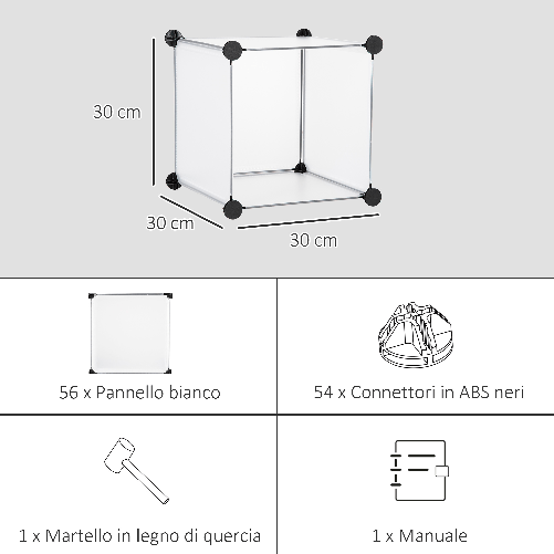 HOMCOM-Mobile-Scarpiera-Modulare-Salvaspazio-16-Cubi-30x30x30-cm-in-Acciaio-e-PP-125x32x125-cm-Trasparente